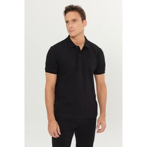 %100 Pamuk Regular Fit Normal Kesim Siyah Polo Yaka Tişört