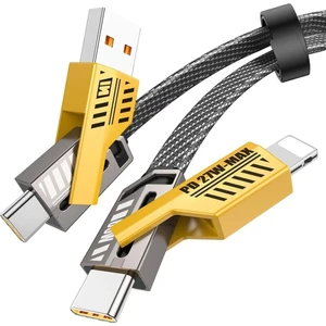 4in1 Pd 65 Watt Type-C/27 Watt iPhone Halat Örgü Kırılmaz Uç 1 Metre Hızlı Şarj ve Data Kablosu