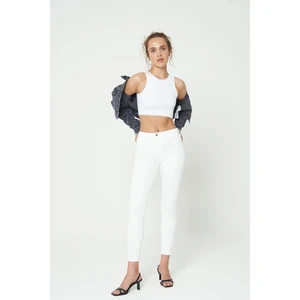 Naomi Beyaz  Normal Bel Fermuarlı Skinny Fit Jean Pantolon C 4526-050