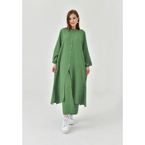 Keten Yarım Düğmeli Takım