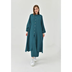 Keten Yarım Düğmeli Takım