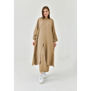 Keten Yarım Düğmeli Takım