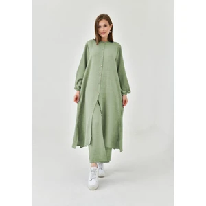 Keten Yarım Düğmeli Takım