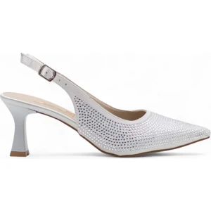 Taşlı Alçak Kadeh Topuklu Abiye Beyaz