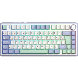 F75 Mekanik Rgb Tkl Graywood V4 Switch Kablosuz Makrolu Hot Swap Türkçe Q Klavye Pastel