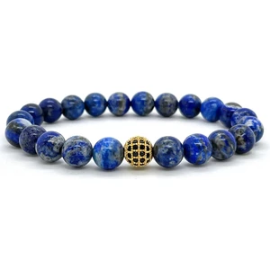 Zirkonyum Detaylı Şık Tasarım Lapis Lazuli Doğal Taş Bileklik | Sertifikalı