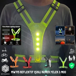 Reflektif Işıklı Yelek Sarı Fosforlu Neon Bisiklet, Motosiklet,scooter Gece Ikaz Uyarı Yeleği