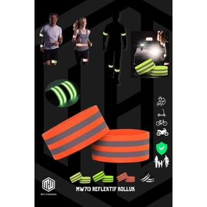 Reflektif Kolluk Bacak ve Bel Turuncu Fosfor Neon Bisiklet, Motosiklet,scooter Gece Ikaz Uyarı Bandı