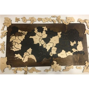%100 Ahşap Gez-Boz Türkiye Haritası - Tüm Iller Çıkarılabilir Coğrafya Öğrenme Aracı 65X35 cm
