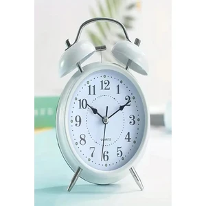 Büyük Boy Beyaz Masa Saati Çift Çanlı Nostaljik Premium Kalite Mutfak Saati Işıklı Salon Saati
