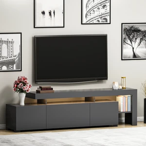 İnarch Dizayn Beliz Led Işıklı Tv Ünitesi, Tv Sehpası, Raflı - Antrasit