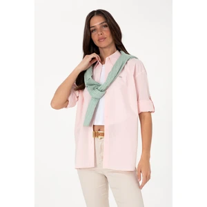 U.S. Polo Assn. Kadın Açık Pembe Gömlek Desenli 50306390-VR078
