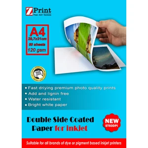 120 gr Çift Taraflı Parlak Inkjet Kuşe, Broşür, Afiş Kağıdı A4 50 Yaprak( Epson, Canon, Hp,  Brother)