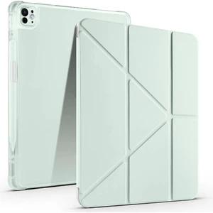 Apple iPad Pro 12.9 (2021) 5. Nesil Yatay ve Dikey Standlı Antişok Köşe Korumalı Kalemlikli Origami Slikon Kılıf A2378 A2461