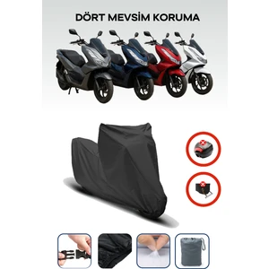 Siyah, Arka Çanta ve Kilit Uyumsuz Honda Pcx Modellere Uyumlu Motor Örtüsü Motosiklet Brandası, 4 Mevsim Koruma, Su Geçirmez, Dayanıklı Kumaş