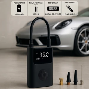 Mio 11 Plus 150PSI 4000mAh Taşınabilir Araç Lastik Hava Pompası + Powerbank