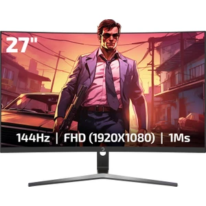 GamePower Vivid F20 27'' 1500R Curved RGB 144Hz 1ms FHD Va Panel 2x2W Speaker Gaming Monitör (Sıfır Ölü Piksel Garantili)
