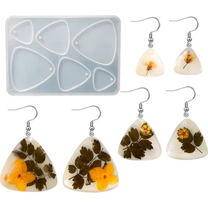 Epoksi Silikon Kalıp Çoklu Anahtarlık Üçgen Oval Delikli Kolye Küpe Kalıbı