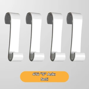 4ADET S Tipi Havlupan Duşakabin Askısı, Banyo Havlu ve Bornoz Askısı