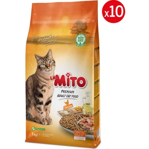 La Mito Adult Cat Tavuklu Yetişkin Kedi Maması 1kg x 10 Adet, Tüm Irklar İçin, Doğal, Şeker İçermez