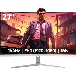GamePower Vivid F20 27'' 1500R Curved RGB Beyaz 144Hz 1ms FHD Va Panel 2x2W Speaker Gaming Monitör (Sıfır Ölü Piksel Garantili)