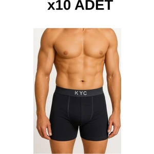 10 Adet Siyah Likralı Pamuklu Boxer