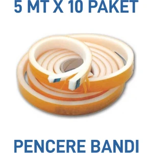 10 Adet Yapışkanlı Pencere Bandı Isı Yalıtım Süngeri (5 Mt X 10)
