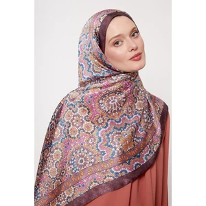 Lêvi D'or Koyu Mor Batik Desen Hint İpeği Şal