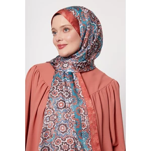 Kiremit Batik Desen Hint Ipeği Şal