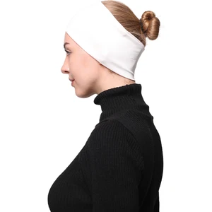 Kadın Penye Dikişsiz Tesettür Bandana Bone Spor Saç Bandı - Ekru