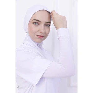 Likralı Penye Kolluk Beyaz - Pratik Kadın Tesettür Düz Namaz Kolluğu 1 Çift Viskon Hijab