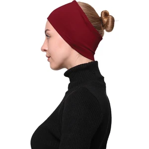 Kadın Penye Dikişsiz Tesettür Bandana Bone Spor Saç Bandı - Bordo