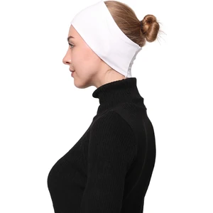 Kadın Penye Dikişsiz Tesettür Bandana Bone Spor Saç Bandı - Beyaz