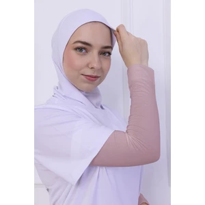 Likralı Penye Kolluk Pudra - Pratik Kadın Tesettür Düz Namaz Kolluğu 1 Çift 40CM Viskon Hijab