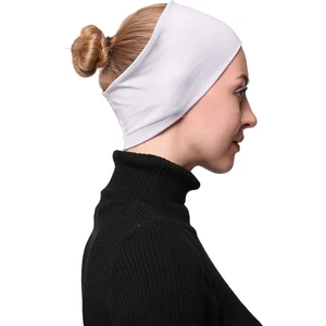 Kadın Penye Dikişsiz Tesettür Bandana Bone Spor Saç Bandı - Açık Gri