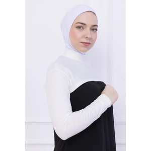 Balıkçı Yaka Boyunluklu Kolluk Ekru - Likralı Dik Yakalı Kadın Body Tesettür Crop Bolero