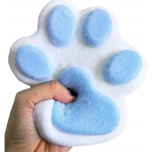 Dev Kedi Pati Si Sukuşi 14 cm Tüylü Squishy Xl (Beyaz Mavi)