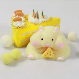Hamster Sukuşi -Taba Sukuşi - Squishy Fare- Tüylü Fare - Oyuncak (Sarı)