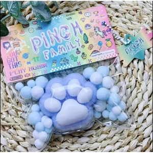 Kedi Patisi-Taba Sukuşi - Squishy Pati- Tüylü Pati - Oyuncak (Mavi)