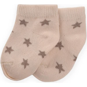 Yıldız Desenli Bebe Patik Çorabı 0-4 Yaş Kum