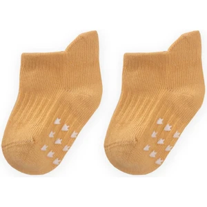 Abs Baskılı Bebe Patik Çorabı 0-4 Yaş Hardal Sarı