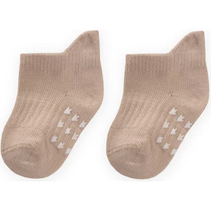Abs Baskılı Bebe Patik Çorabı 0-4 Yaş Bej