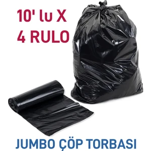 Jumbo Çöp Poşeti 75X90 Endüstriyel 10'lu x 4 Paket Battal Çöp Torbası