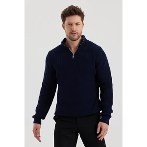 Erkek Oversize Fermuarlı Balıkçı Triko Kazak