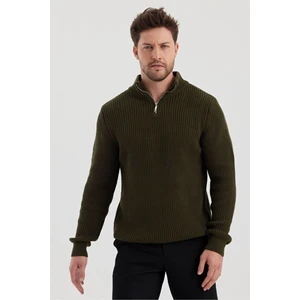 Erkek Oversize Fermuarlı Balıkçı Triko Kazak