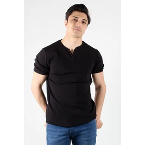 2122 Üç Düğme Hakim Yaka Ribana Modern Fit T-shirt