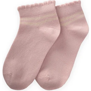 Çemberli Güpürlü Çocuk Patik Çorabı 5-12 Yaş Pudra