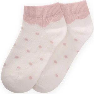 Puantiyeli Çocuk Patik Çorabı 5-12 Yaş Pudra