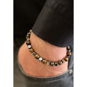 Hematit&kaplangözü Çelik Mixli Şık Erkek Bileklik 20-25CM Uyumlu