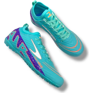 Valcor Çoraplı Halısaha Çim Saha Ayakkabı Turkuaz Mor Desenli